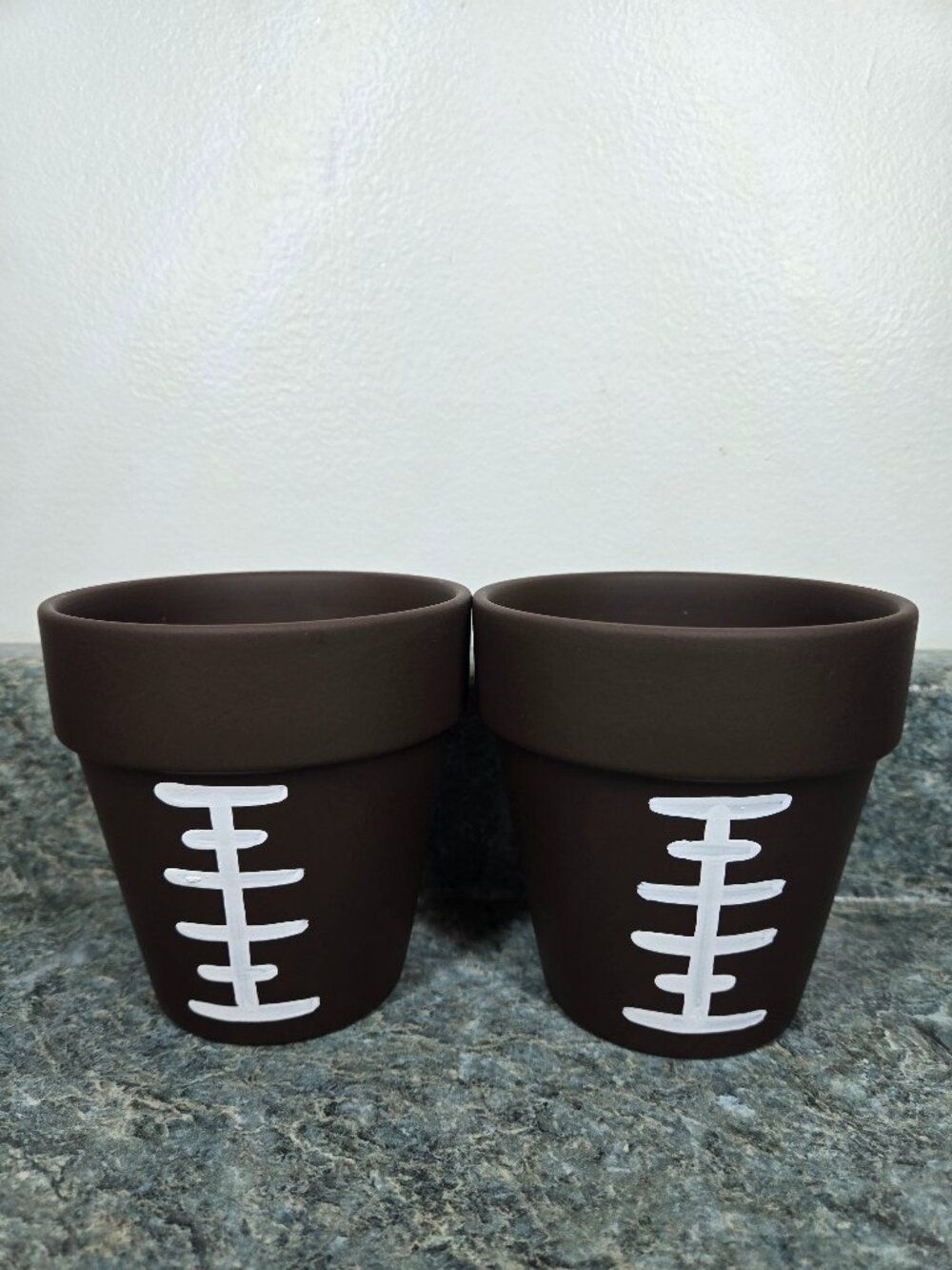 Football Terracotta Flower Pots 4" Sports Planter Game Day Decor 2 Pack NWOT